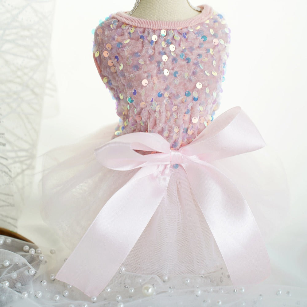sequin Shiny Tutu Dress pink bow tie langerland