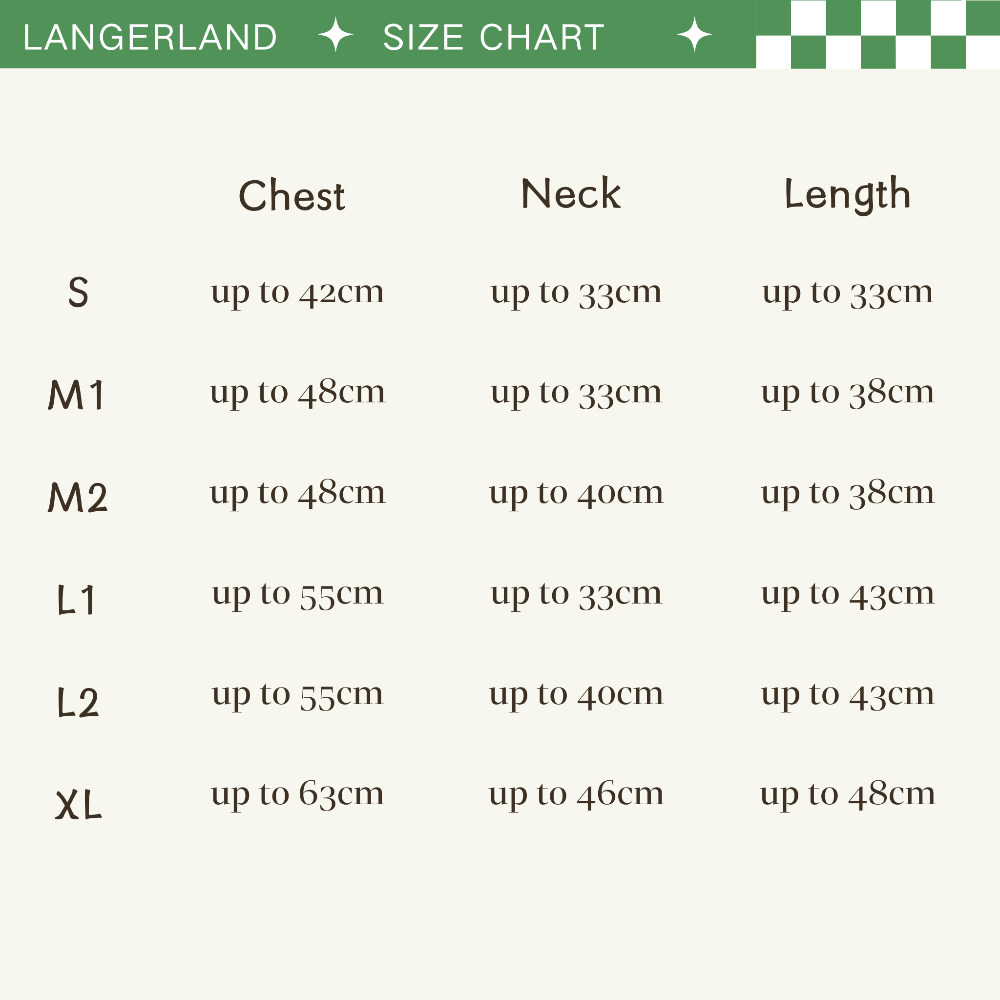 langerland dog fleece coat size