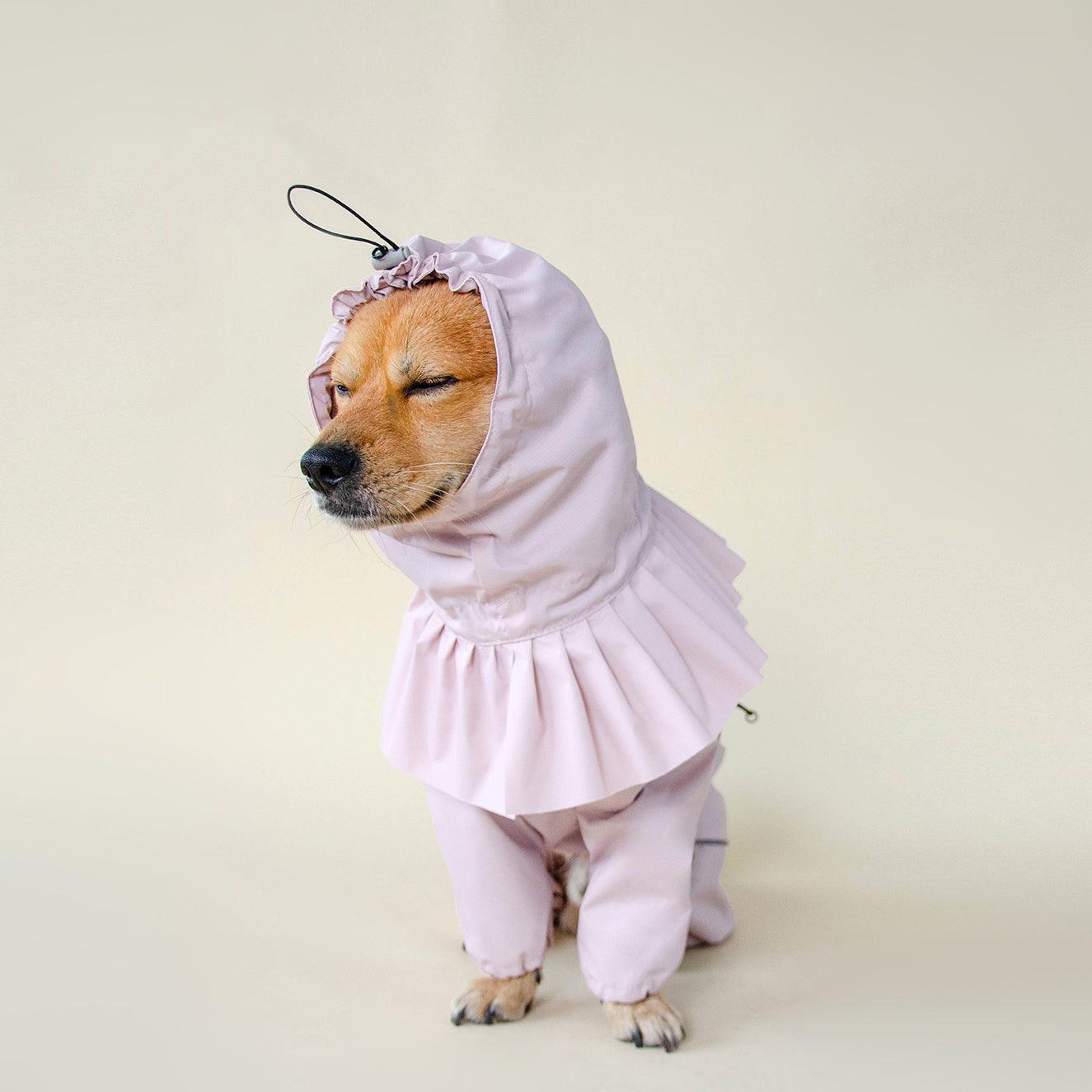 dog waterproof raincoat with hood pink