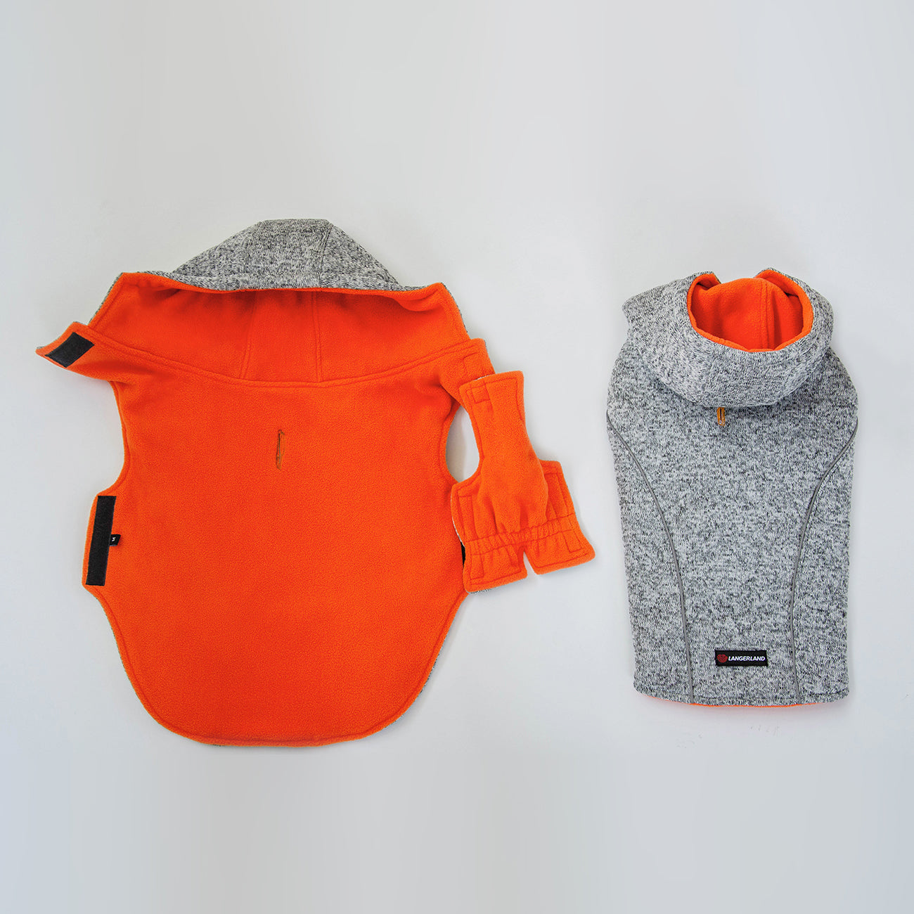 dog winter fleece sweater orange reversible langerland