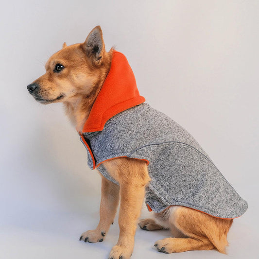 Reversible fleece hoodie reflective Orange - LANGERLAND