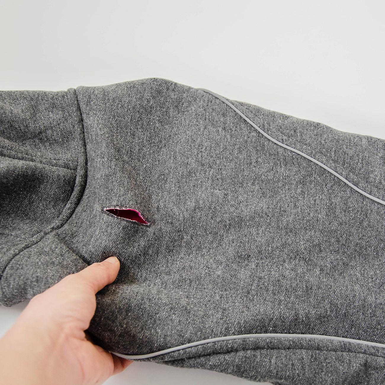 fleece sweater with harness hole langerland