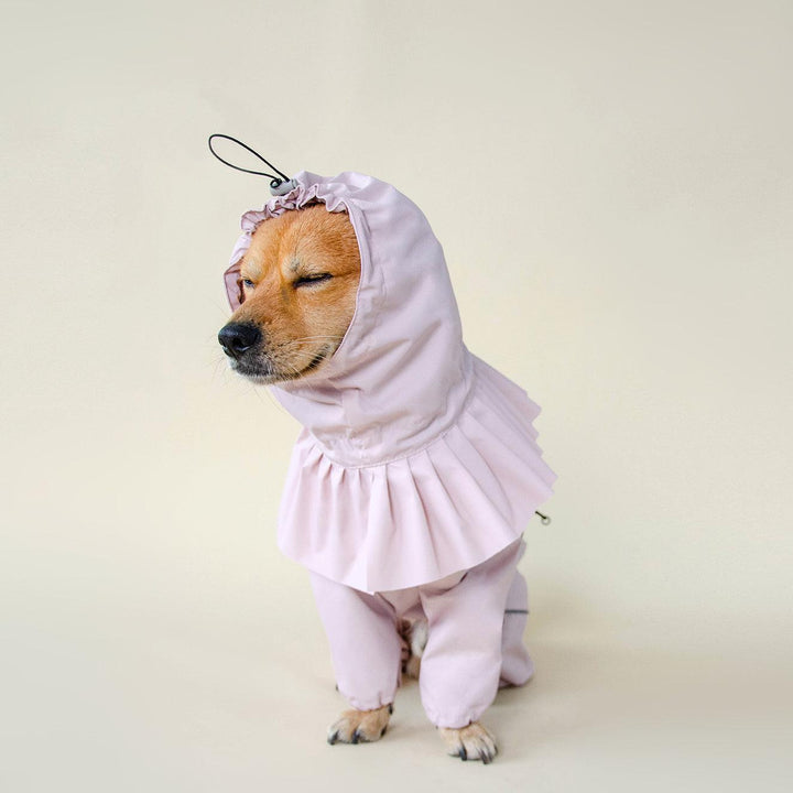 dog waterproof raincoat with hood pink