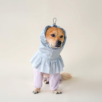 dog waterproof raincoat with hood silver