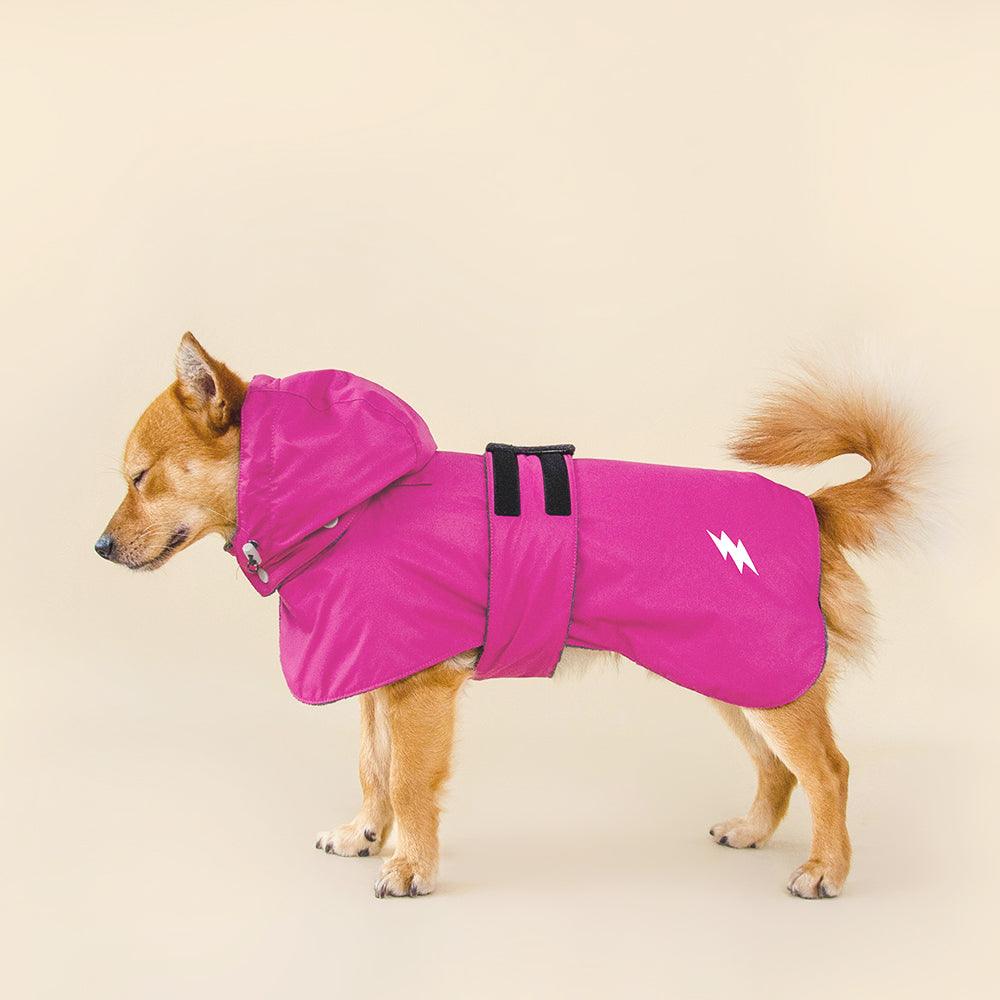 dog waterproof winter coat with hood pink