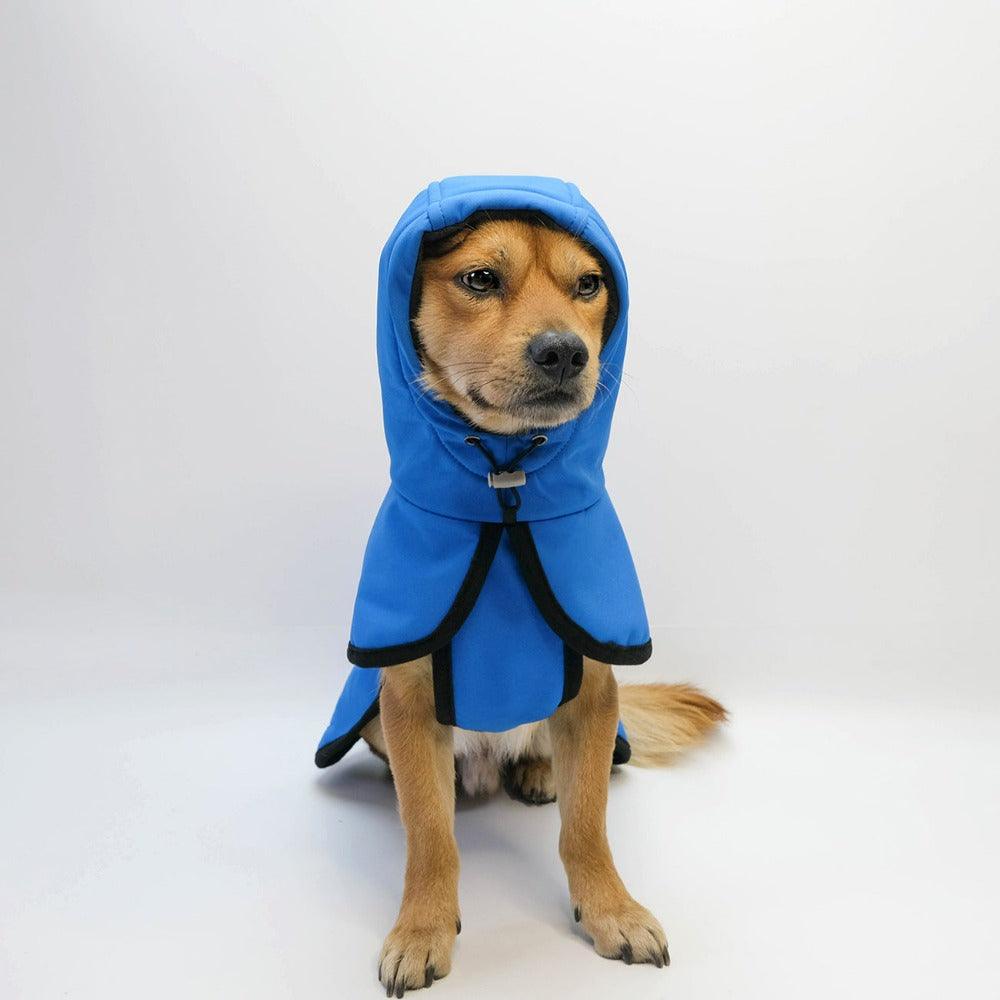 dog winter snow hoodie with fleece blue