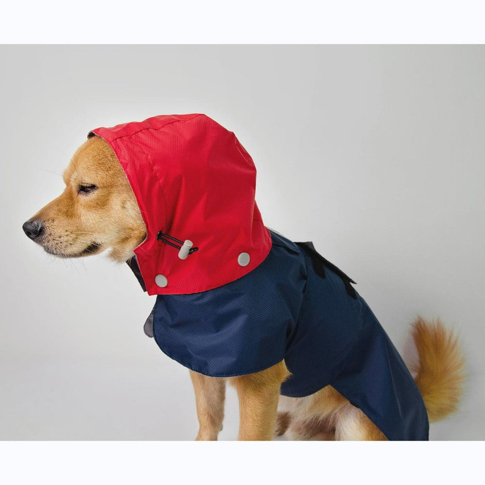 dog raincoat with hood navy red langerland