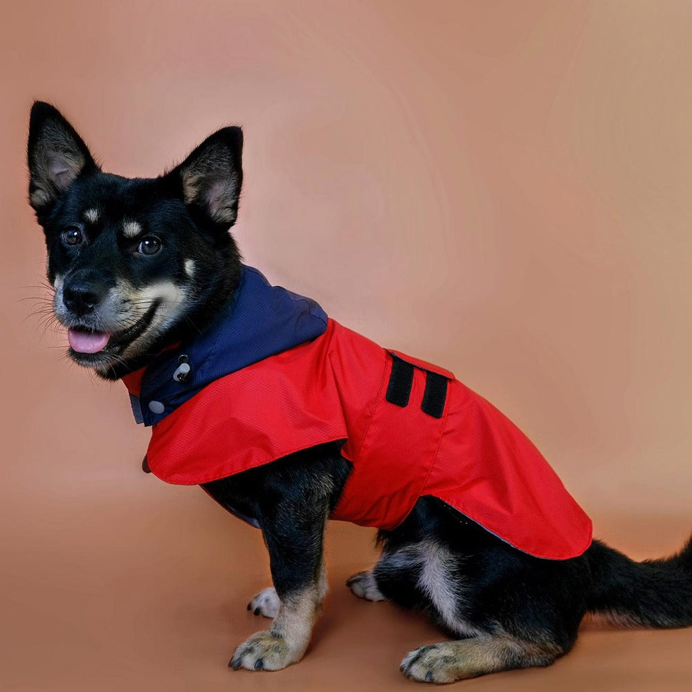 handmade dog waterproof rain jacket red