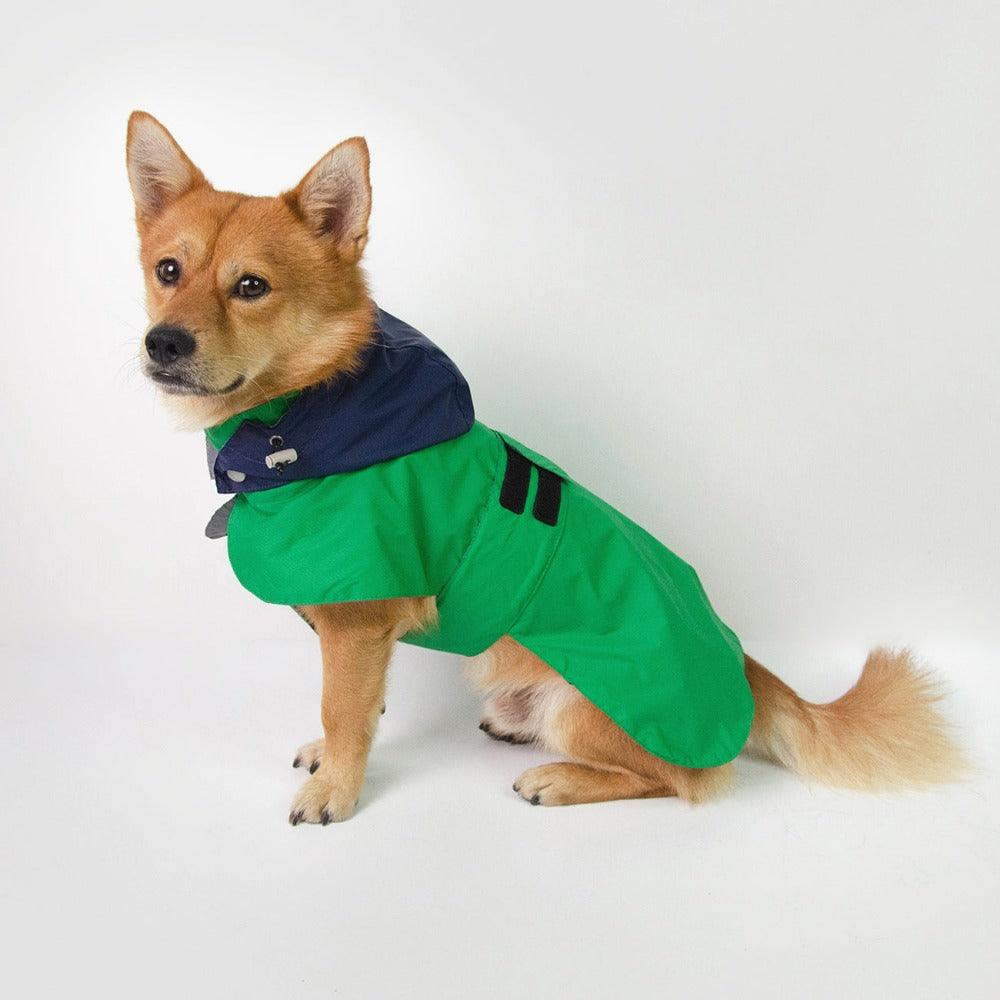 dog raincoat with hood green waterproof