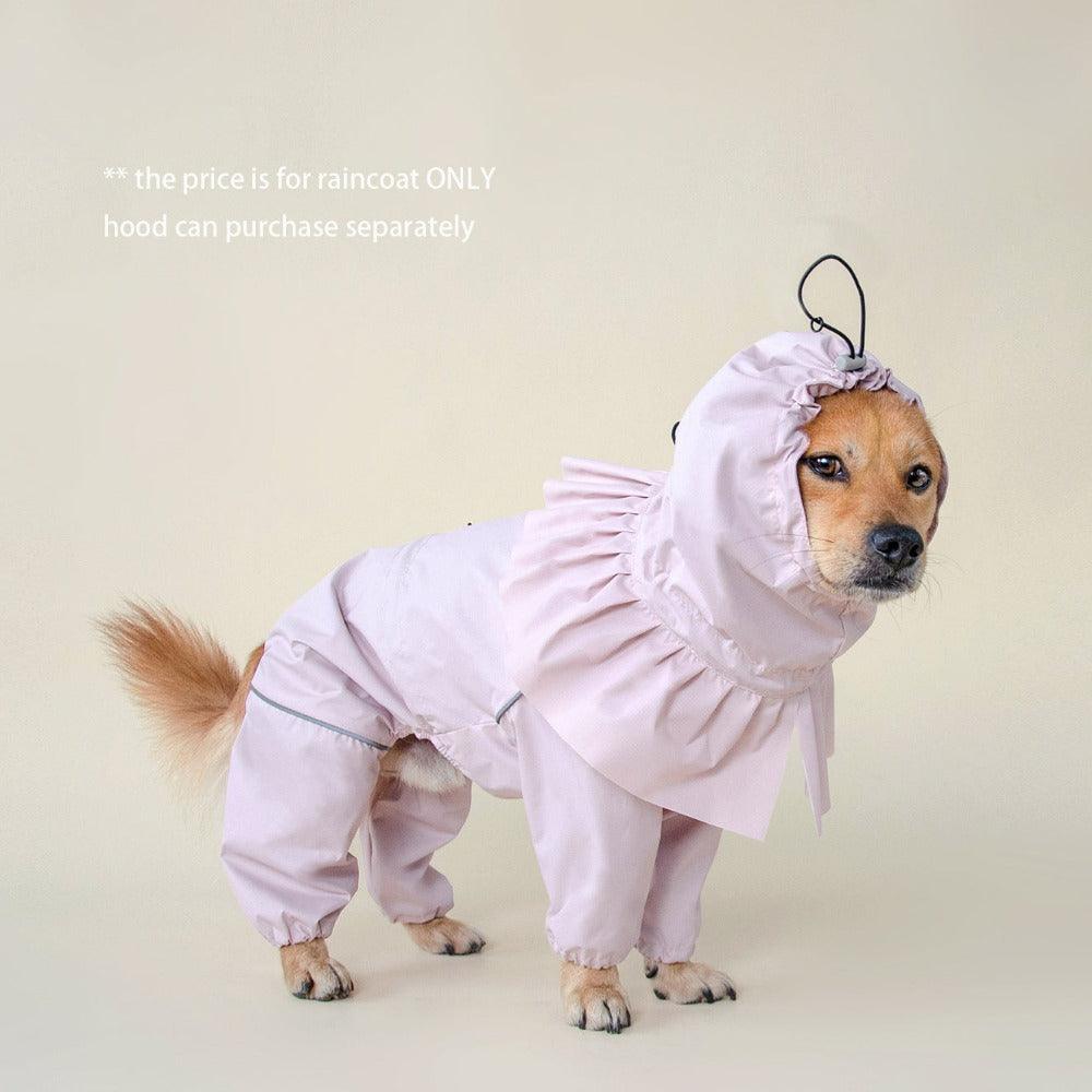 all cover dog raincoat with legs and hood pink