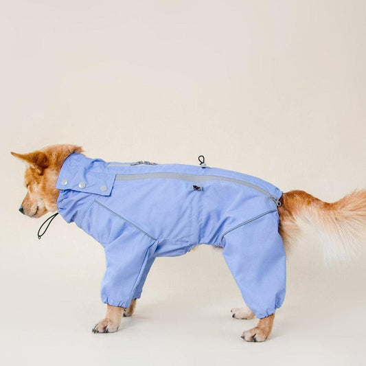 dog raincoat with legs blue waterproof