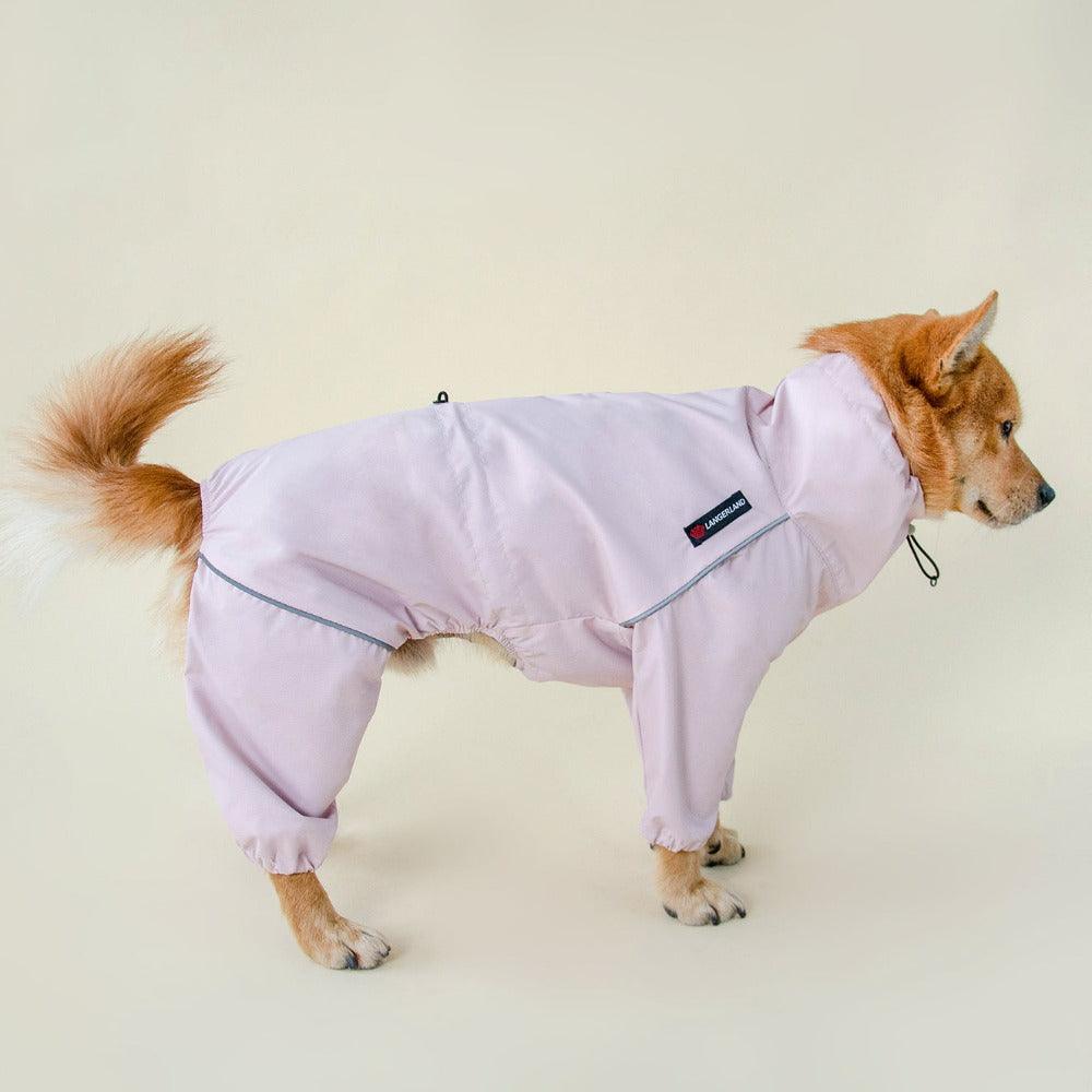 handmade dog raincoat with legs pink