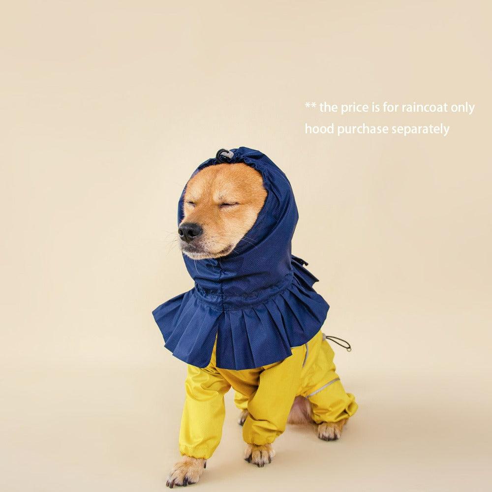 dog rain suit yellow with hood